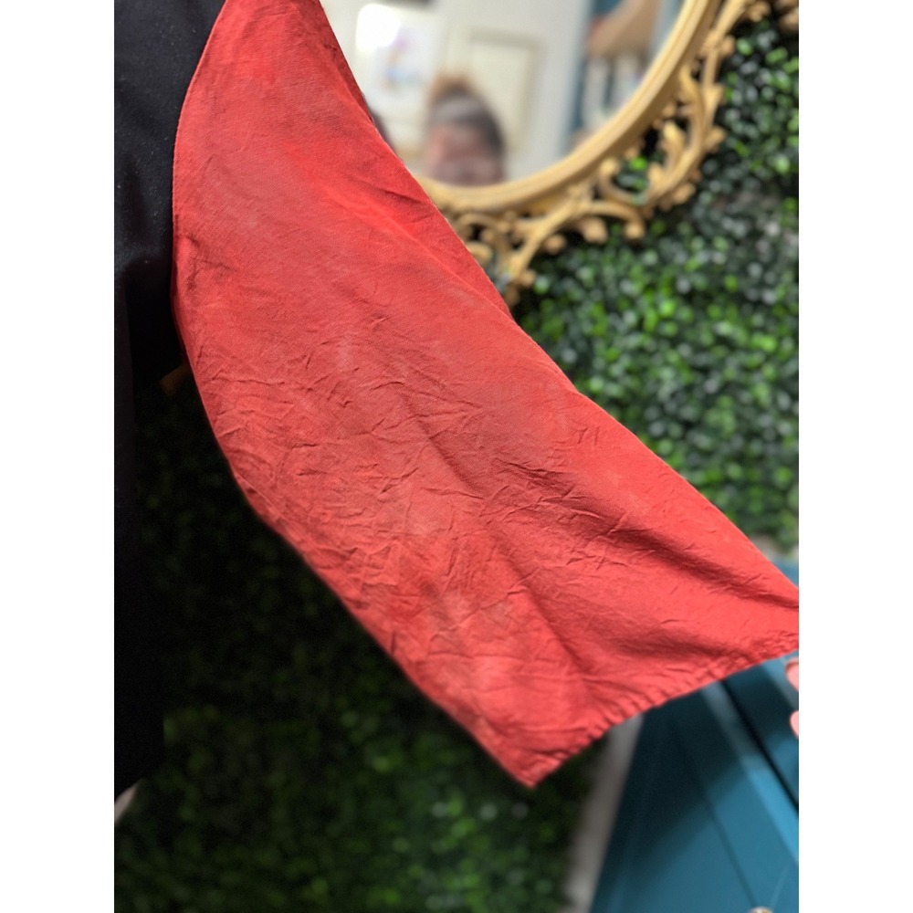 Adrian Jordan Color Block Button Front Top Red Black Boho Artsy Renaissance Top - Picture 5 of 8